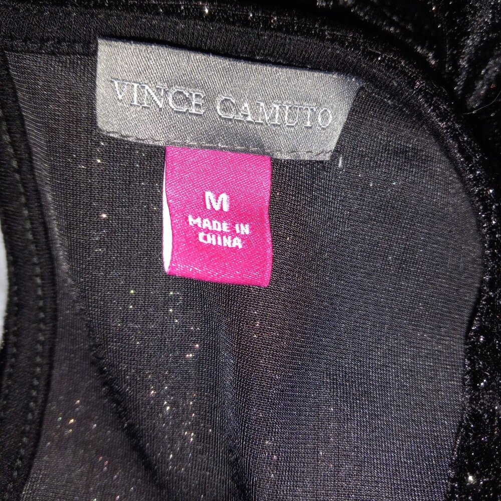 Vince Camuto Size M Dress Black Sparkle Velvet Long Sleeve Shimmer Metallic - Picture 6 of 8